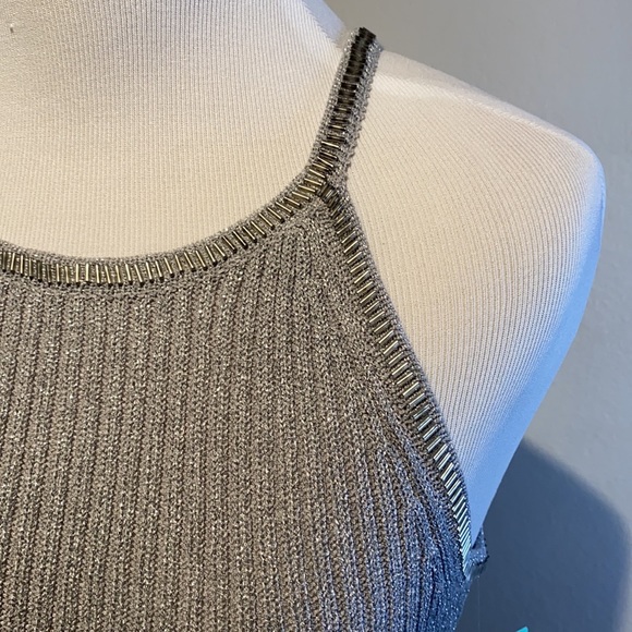 NWT Adrianna Papell Silver Beaded Twinset PS - Picture 6 of 15